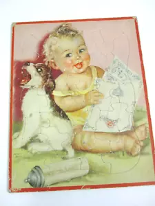 EUC Walzer Puzzle Antique Vintage 1940's Picture Baby Frame Tray - Picture 1 of 3