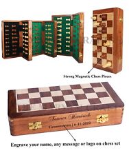 Chess Set Board Pieces Wooden Game Vintage Wood Hand Carved Folding Gift King