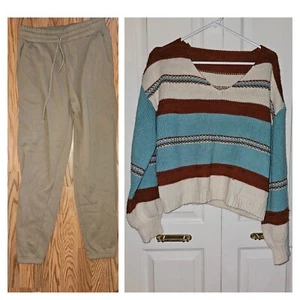 Damen Paket 2 Outfit Langarm Pullover & Jogginghose mit Gummibund Größe MED - Bild 1 von 10