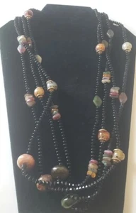 4 Pc Black & Muilty Colors Beaded Necklaces Each Separate Or Wear Together - Picture 1 of 10