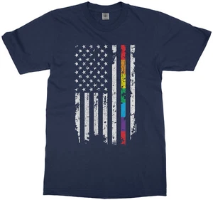 Gay Pride Rainbow American Flag Youth T-Shirt LGBT - Picture 1 of 13