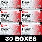 ACCO Paper Clips, 1 Size, Economy, Non-Skid, 30 Boxes, 100/Box