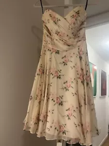 Betsey Johnson Vintage Floral Chifón Corsé Rosa y Crema Vestido Impresionante Talla 4 - Imagen 1 de 5