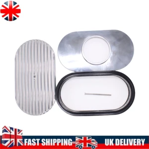15" Full Finned Aluminum Oval Retro Air Cleaner Silver Assembly Kit w/ Element - Picture 1 of 10