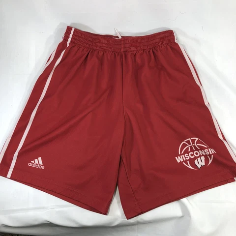 Adidas Running Basketball Shorts Mens L Red NCAA Wisconsin Badgers Drawstring Cover
