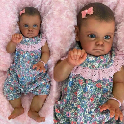 24" Reborn Baby Doll Black Skin Boy Girl Vinyl Silicone African Toddler Dolls - Image 1 of 4