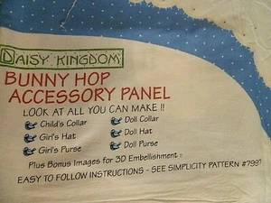 Daisy Kingdom Bunny Hop Accessory Fabric Panel Child & Doll Hat Purse Collar - Picture 1 of 4