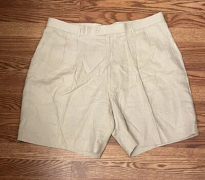 Alan Flusser Khaki Color 100% Linen Shorts Waist 40 RN# 90704, Khaki Shorts S 40 - Picture 1 of 6