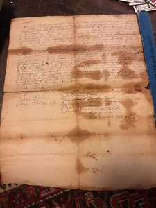 1725 Hampton Exeter NH Colonial Document Daniel Leverell family John Brown deed - Picture 1 of 4