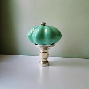 Set of 2 Gorgeous porcelain Lamp shade finials. Harp Toppers - Celadon Green - Picture 1 of 2