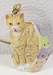 Silvestri Adorno de Navidad Gato Cerámica Americano Pelo Corto Tabby Taiwán De Colección - Imagen 1 de 5