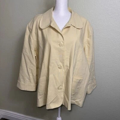 Blazer para mujer Tudor Court By Haband mezcla de lino talla 2X amarillo mangas 3/4 Foto 1 de 4