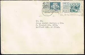 3231 MEXIKO NACH CHILE LUFTPOSTBRIEF 1954 ARCHÄOLOGIE DF - SANTIAGO - Bild 1 von 2