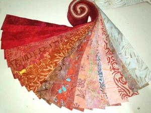 Batik 100% Cotton Fabric Jelly Roll 40 or 20 x 112cm x 6.35cm Pink Lychee - Foto 1 di 1
