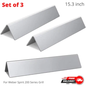 15.3in BBQ Gas Grills Stainless Steel Flavorizer Bars for Weber 7635 Spirit 200 - Picture 1 of 7