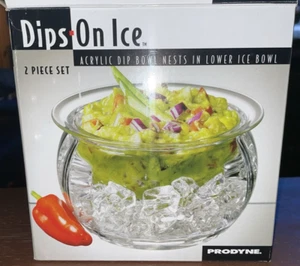 Dips on Ice Acrylic Dip Condiment Serving Bowl Clear 16oz by prodyne - Picture 1 of 5