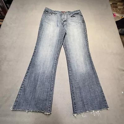 Pantalones de mezclilla Hillard & Hanson de colección para mujer 12P azul corte bota desgastado elástico dobladillo crudo Foto 1 de 4