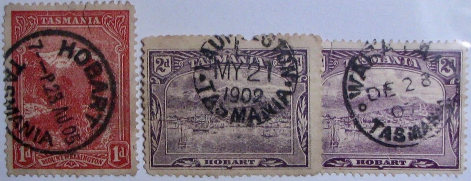 1902-08 TASMANIA #95, 97, 104: F/VF Used - with great CDS Postmarks - Image 1 of 1