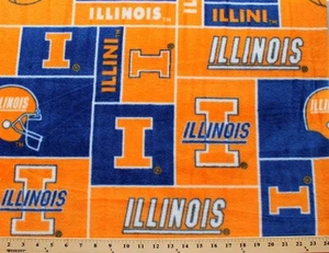 Package Short Pieces Illinois Illini College Team Fleece Fabric Print D004.24 - Picture 1 of 1