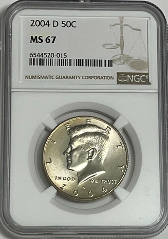 2004 D NGC MS67 MINT STATE CLAD KENNEDY HALF DOLLAR BUSINESS STRIKE 50C JFK COIN Cover