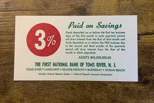 Vintage First National Bank Toms River NJ Tintenlöscher Lakehurst Barnegat NJ - Bild 1 von 2