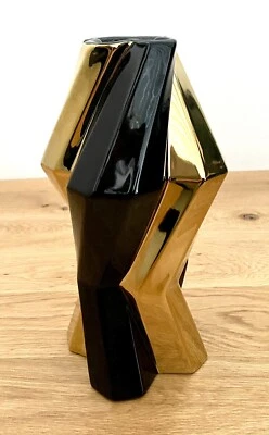 Gilde Dreamlight Keramik Vase NEU Schwarz Gold  25 cm Hoch - Bild 1 von 3