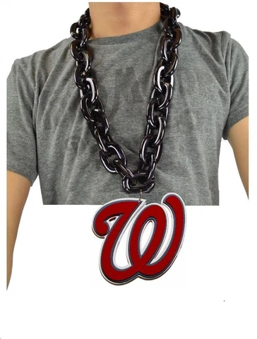 New MLB Washington Nationals BLACK Fan Chain Big Necklace Foam Cover