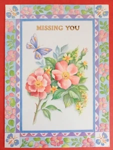 Missing You Greeting Card I Miss You So Much Thinking of You Floral Butterfly 🦋 - Picture 1 of 2
