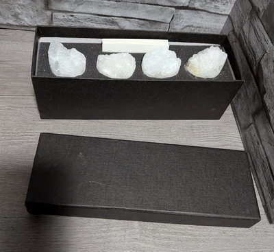 Z Gallerie White w/Silver Geode 4 Pc Card Holder Desk Office Set Crystal Decor 2 - Image 1 of 4