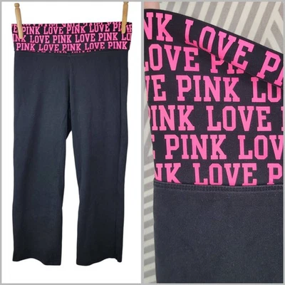 Y2K Victoria's Secret LOVE PINK Fold Over Flare Wide Leg Capri XS All Over Print - Image 1 of 4