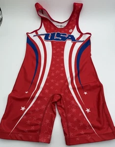 Large Red USA Clinch Gear Men’s Wrestling Team Uniform Singlet - Picture 1 of 7