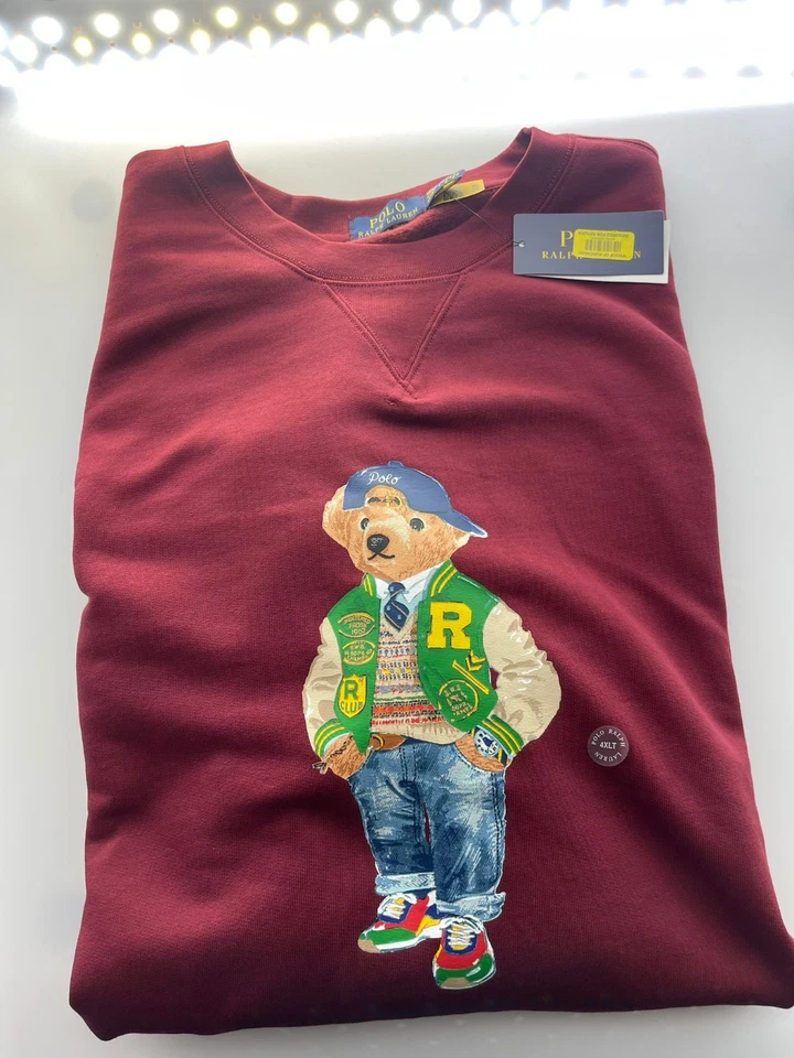 NWT Men's Ralph Lauren Polo Bear Crewneck Fleece Sweatshirt 4XLT RED 0010 - Image 1 of 1