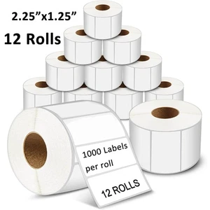 12 Rolls 2.25"x1.25" Direct Thermal Shipping Labels 1000/Roll for Zebra Printer - Picture 1 of 7