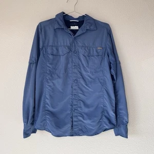 Camisa Columbia Omni Sombra Para Hombres Pequeña Pestaña Enrollable Manga Larga Azul Aire Libre Senderismo - Imagen 1 de 13
