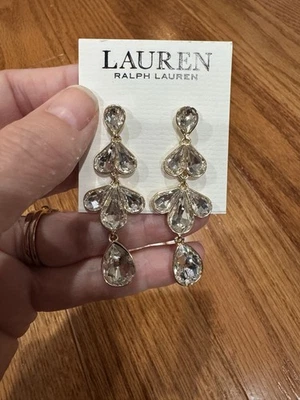 Pendientes colgantes LAUREN Ralph Lauren cristal en capas tono plata/claro NUEVO Foto 1 de 3