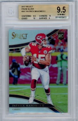 2017 Select PATRICK MAHOMES RC #247 Silver Prizm Field Level BGS 9.5 GEM N528 - Image 1 of 3