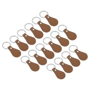 16pcs Leather Key Fob Kit PU Leather Key Fob Blanks with Key Rings Dark Brown $ - Picture 1 of 6