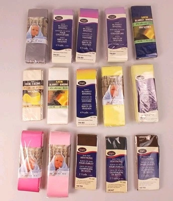 Lot of 15 Packs Vintage Wrights Satin Blanket Binding/Hem Facing - Image 1 of 4