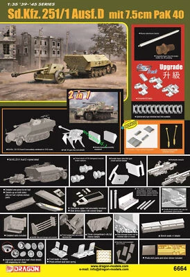 DRAGON 6664 1/35 Sd.Kfz.251/1 Ausf.D & Pak40 2in1 Upgrade Model Kit - Image 1 of 2