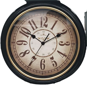 Kitchen Plastic Decorative Wall Clock,12", BROWN LARGE DIGITS,golden rim #1, E&B - Picture 1 of 12