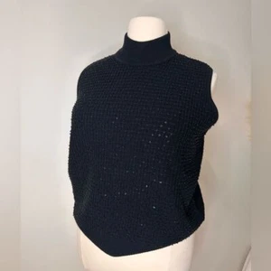 JONES NEW YORK Black Beaded Front Turtleneck Plus Sz Vest Sz 2X GUC - Picture 1 of 4