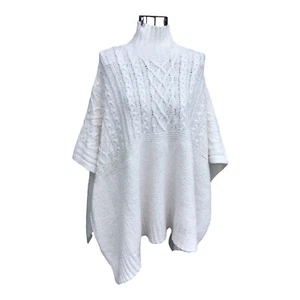 Uug Women’s Poncho Sweater Joanna Off White Cable Knit Turtleneck Size M/L - Picture 1 of 10