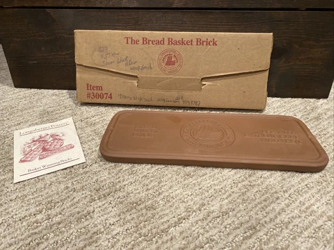 Longaberger Basket Pottery Bread Basket Brick Warmer w/Original Box - #30074 Cover