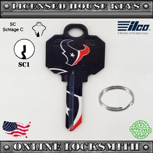 Llavero en blanco del equipo de fútbol americano con licencia oficial de la NFL Houston Texans - Schlage Keyway - Imagen 1 de 6
