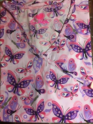 SCRUB TOP SIZES: S, M, L BUTTERFLY DANCE NWT NURSE MEDICAL VET CNA DENTAL WORK - Image 1 of 4