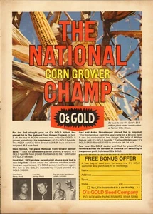 1975 anuncio impreso XLARGE de O's Gold Seed Co The National Corn Grower Champ - Imagen 1 de 2