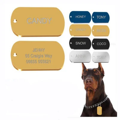 Military Personalized Pet Dog Tags Custom ID Laser Engraved Identity Name Number - Image 1 of 4
