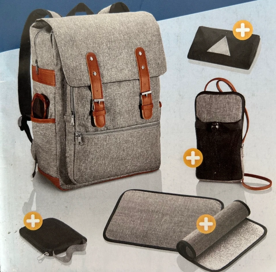 Damen Rucksack mit Regenhülle, Handytasche, Falt-Shopper, 2 Sitzkissen - Bild 1 von 1