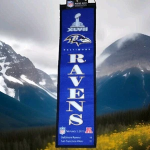 BALTIMORE RAVENS SUPER BOWL 47 CHAMPIONS WOOL BANNER - Picture 1 of 3