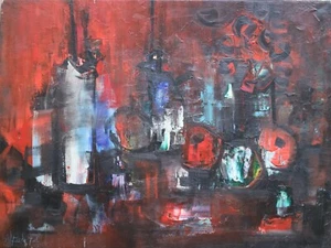 Signed Abstract Still Life Oil on Canvas Painting - Picture 1 of 8